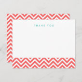Coral Simple Chevron Merci Cartes de notes (Devant / Derrière)