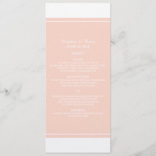 Coral Simple Élégant Menu Mariage (Devant)