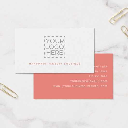 Coral Simple Modern Jewelry Designer Logo Visitekaartje (Kantoor)