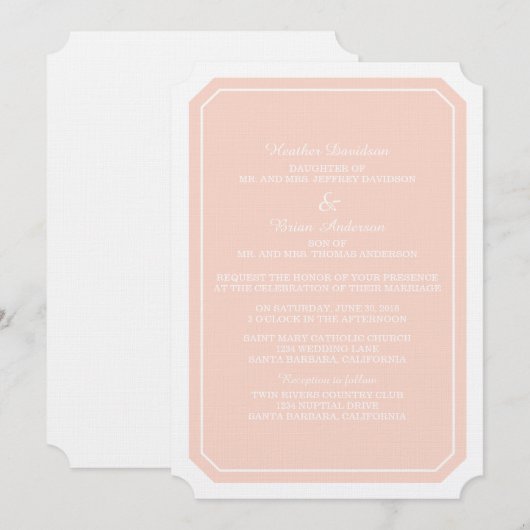 Coral Simplement Élégant Invitation de mariage (Devant / Derrière)