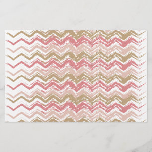 Coral Spice Scribble ZigZag Chevron Pattern Briefpapier