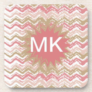 Coral Spice Scribble ZigZag Chevron Pattern Drankjes Onderzetter