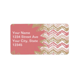 Coral Spice Scribble ZigZag Chevron Pattern Etiket