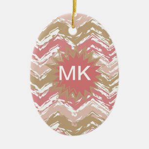 Coral Spice Scribble ZigZag Chevron Pattern Keramisch Ornament