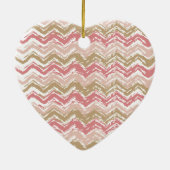 Coral Spice Scribble ZigZag Chevron Pattern Keramisch Ornament (Achterkant)