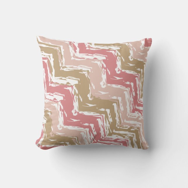 Coral Spice Scribble ZigZag Chevron Pattern Kussen (Voorkant)