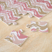 Coral Spice Scribble ZigZag Chevron Pattern Legpuzzel (Zijkant)