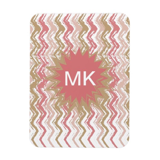 Coral Spice Scribble ZigZag Chevron Pattern Magneet (Verticaal)