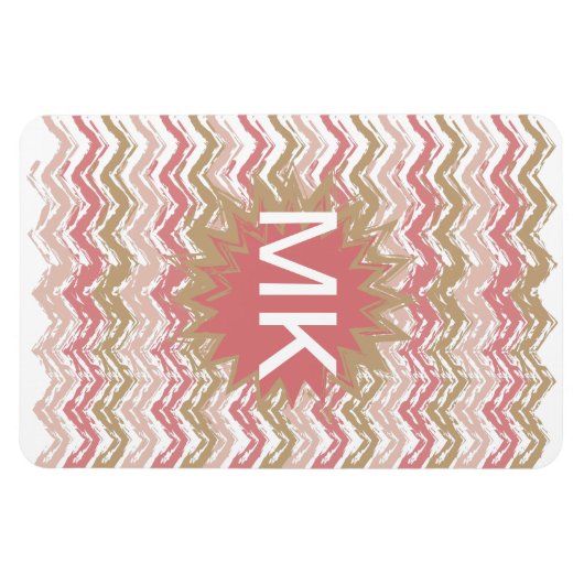 Coral Spice Scribble ZigZag Chevron Pattern Magneet (Horizontaal)