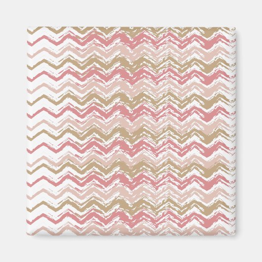 Coral Spice Scribble ZigZag Chevron Pattern Magneet (Voorkant)