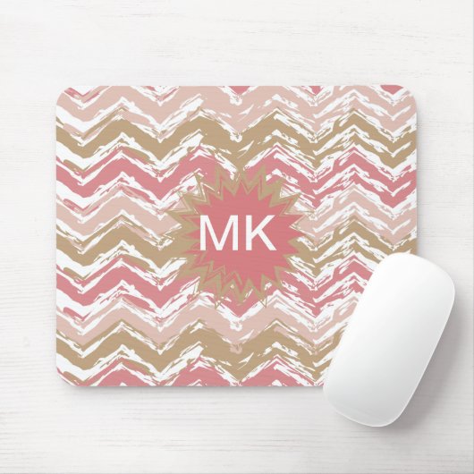Coral Spice Scribble ZigZag Chevron Pattern Muismat (Met muis)