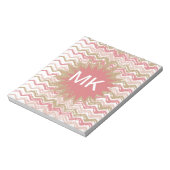 Coral Spice Scribble ZigZag Chevron Pattern Notitieblok (Gedraaid)