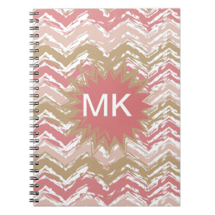 Coral Spice Scribble ZigZag Chevron Pattern Notitieboek