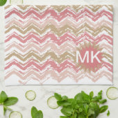 Coral Spice Scribble ZigZag Chevron Pattern Theedoek (Gevouwen)