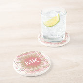 Coral Spice Scribble ZigZag Chevron Pattern Zandsteen Onderzetter (Zijkant)