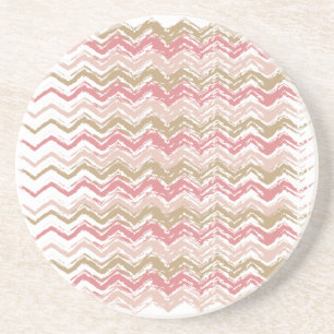 Coral Spice Scribble ZigZag Chevron Pattern Zandsteen Onderzetter