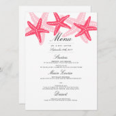 Coral Starfish Beach Wedding Dinner Menu (Voorkant / Achterkant)