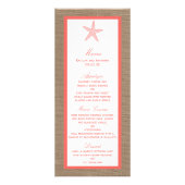 Coral Starfish Burlap Beach Wedding Menu (Devant)