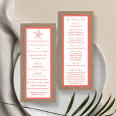 Coral Starfish Burlap Beach Wedding Programme