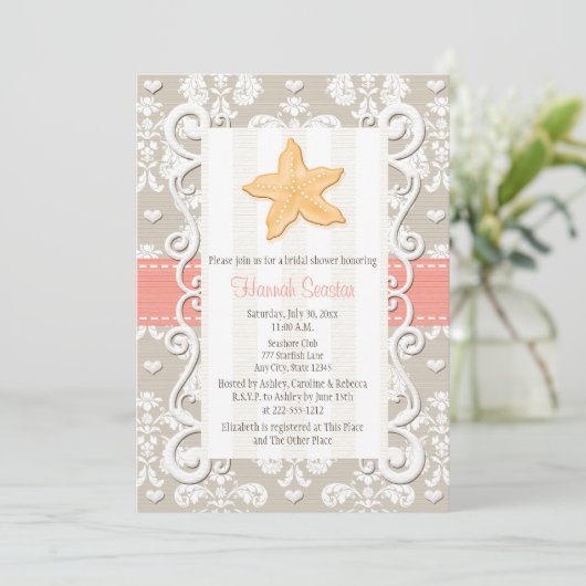 Coral Starfish Invitations de douche nuptiale (Debout devant)