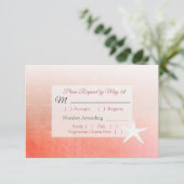 Coral Starfish Mariage tropical carte RSVP (Debout devant)