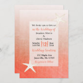 Coral Starfish Plage Mariage Invitations (Devant / Derrière)