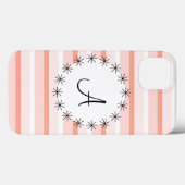 Coral Stripe 'Monogram' iPad Mini coque (Verso (horizontal))