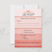 Coral Striped Ton sur Ton Wedding Carte RSVP (Devant)