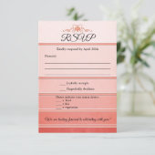 Coral Striped Ton sur Ton Wedding Carte RSVP (Debout devant)