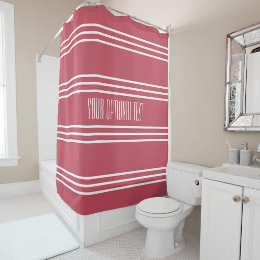 Coral Stripes Custom Text rideau de douche (En situation)