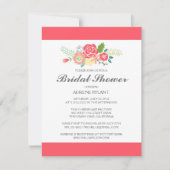 Coral Stripes Floral Bridal Showée Invitation (Devant)
