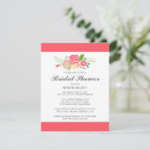 Coral Stripes Floral Bridal Showée Invitation (Debout devant)