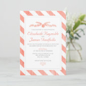 Coral Stripes Mariage Invitations (Debout devant)