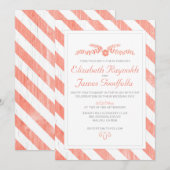 Coral Stripes Mariage Invitations (Devant / Derrière)