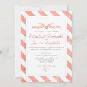 Coral Stripes Mariage Invitations