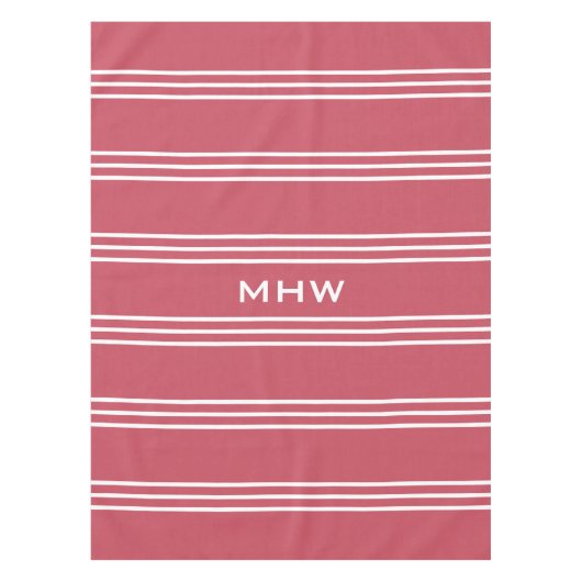 Coral Stripes personnalisées monogrammes nappes de (Devant)