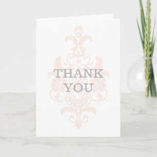 Coral subtil Damask Carte de remerciements