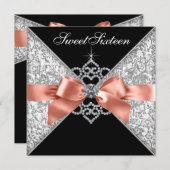 Coral Sweet 16 Invitations de fête d'anniversaire (Devant / Derrière)