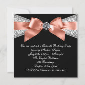 Coral Sweet 16 Invitations de fête d'anniversaire (Dos)