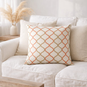 Coral Tan Quatrefoil Patroon Marokkaanse Traliewer Kussen