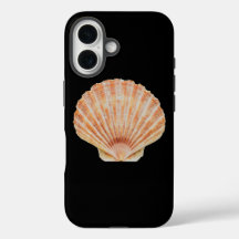 Coral Toned Scallop Shell Black iPhone 16 Coque