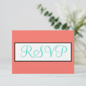 Coral Turquois Mariage géométrique RSVP (Debout devant)