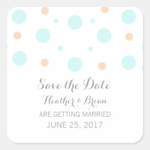 Coral Turquoise Confetti Enregistrer Stickers Date