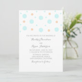 Coral Turquoise Confetti Mariage Invitation (Debout devant)