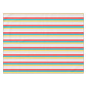 Coral Turquoise Geel Witte Stripes Tafelkleed (Voorkant (Horizontaal))