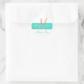 Coral Turquoise Moderne Mariage Stickers Merci (Sac)