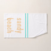 Coral Turquoise White Beach Typographie (Serviette à main)