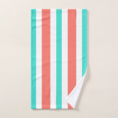 Coral Turquoise White Stripes (Serviette à main)