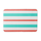 Coral Turquoise White Summer Stripes Badmat (Voorkant)