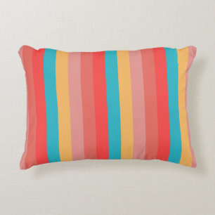 Coral Turquoise Yellow Stripes Accent Kussen